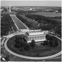 Aerial of Mall showing Lincoln Memorial, Washington Monument and the U.S. Capitol, Washington, D.C. - Black and White Variant-Paper Art-26"x26"