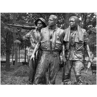 Vietnam memorial soldiers by Frederick Hart, Washington, D.C. - Black and White Variant-Paper Art-18&quotx14"