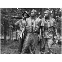 Vietnam memorial soldiers by Frederick Hart, Washington, D.C. - Black and White Variant-Paper Art-26"x20"