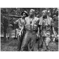 Vietnam memorial soldiers by Frederick Hart, Washington, D.C. - Black and White Variant-Paper Art-42"x32"