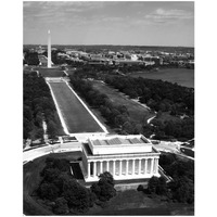 National Mall, Lincoln Memorial and Washington Monument, Washington D.C. - Black and White Variant-Paper Art-18"x22"