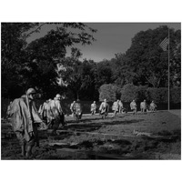 Stainless-steel troopers on "patrol" at the Korean War Veterans Memorial, Washington, D.C. - Black and White Variant-Paper Art-18"x14"