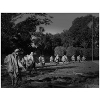 Stainless-steel troopers on &quotpatrol" at the Korean War Veterans Memorial, Washington, D.C. - Black and White Variant-Paper Art-42&quotx32"