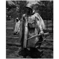 Stainless-steel trooper on &quotpatrol" at the Korean War Veterans Memorial, Washington, D.C. - Black and White Variant-Paper Art-22&quotx26"