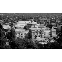 View of the Library of Congress Thomas Jefferson Building from the U.S. Capitol dome, Washington, D.C. - Black and White Variant-Paper Art-24"x15"