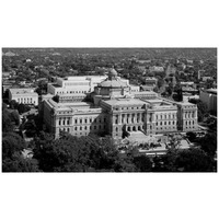 View of the Library of Congress Thomas Jefferson Building from the U.S. Capitol dome, Washington, D.C. - Black and White Variant-Paper Art-42"x25"