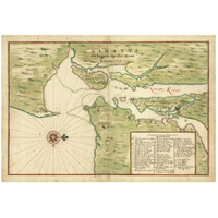 Map of New York City Region - Manatvs gelegen op de Noot Riuier, 1639-Paper Art-26"x18"