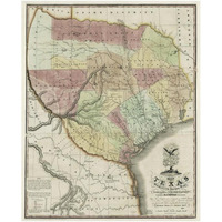 Map of Texas with parts of the adjoining states, 1837-Paper Art-30&quotx37"