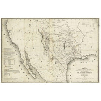 Map of Texas and the countries adjacent, 1844-Paper Art-50"x34"