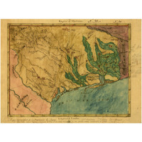 Mapa topografico de la provincia de Texas, ca 1822-Paper Art-32"x24"