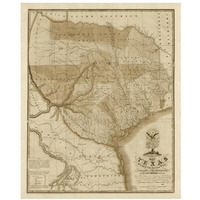 Map of Texas with parts of the adjoining states, 1837 - Decorative Sepia-Paper Art-18"x22"