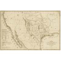 Map of Texas and the countries adjacent, 1844  - Decorative Sepia-Paper Art-62"x42"