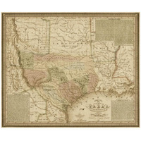 New map of Texas : with the contiguous American & Mexican states, 1835 - Decorative Sepia-Paper Art-42"x35"