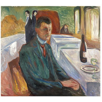 Self-Portrait with a Bottle of Wine, 1906-Paper Art-18"x17"