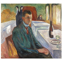 Self-Portrait with a Bottle of Wine, 1906-Paper Art-32"x29"