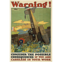 Warning! Consider the Possible Consequences If You Are Careless in Your Work, 1917-Paper Art-14"x20"