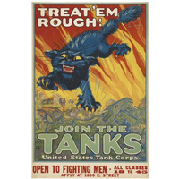 Treat 'em Rough - Join the Tanks, 1917-Paper Art-14"x20"