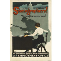 Stenographers! Washington Needs You!, ca. 1918-Paper Art-14"x20"