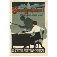 Stenographers! Washington Needs You!, ca. 1918-Paper Art-18"x26"