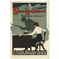 Stenographers! Washington Needs You!, ca. 1918-Paper Art-22"x32"