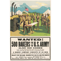 Wanted! 500 Bakers for the U.S. Army, (Also 100 Cooks), 1917-Paper Art-34"x50"