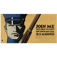 Join me - the first to fight on land and sea - U.S. Marines, 1914/1918-Paper Art-38"x20"