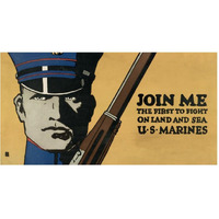 Join me - the first to fight on land and sea - U.S. Marines, 1914/1918-Paper Art-62"x32"