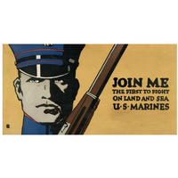 Join me - the first to fight on land and sea - U.S. Marines, 1914/1918-Paper Art-74"x38"