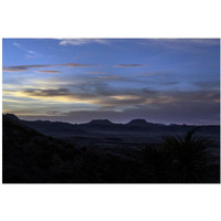 Sunset over the low mountains in the rugged terrain north of Big Bend National Park in the "Trans-Pecos" region of southwest Texas-Paper Art-20"x14"