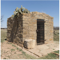 Restored "civil jail" at Fort Griffin townsite, near frontier post Fort Griffin in Shackelford County, TX-Paper Art-20"x20"