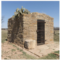 Restored "civil jail" at Fort Griffin townsite, near frontier post Fort Griffin in Shackelford County, TX-Paper Art-32"x32"