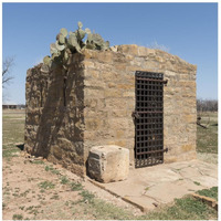 Restored "civil jail" at Fort Griffin townsite, near frontier post Fort Griffin in Shackelford County, TX-Paper Art-38"x38"