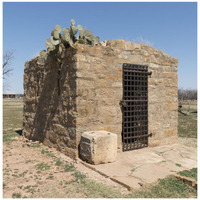 Restored "civil jail" at Fort Griffin townsite, near frontier post Fort Griffin in Shackelford County, TX-Paper Art-42"x42"