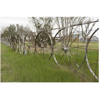 A fence made of wagon wheels near Schulenburg in Fayette County, TX-Paper Art-50"x34"