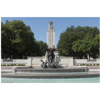 Littlefield Fountain at the University of Texas at Austin, with the historic University of Texas Tower in the distance-Paper Art-20"x14"