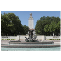 Littlefield Fountain at the University of Texas at Austin, with the historic University of Texas Tower in the distance-Paper Art-32"x22"