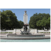 Littlefield Fountain at the University of Texas at Austin, with the historic University of Texas Tower in the distance-Paper Art-50"x34"