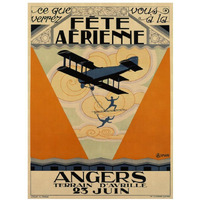 Fete Aerienne Angers - Vintage Aged Paper Style-Paper Art-14"x18"