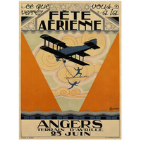 Fete Aerienne Angers - Vintage Aged Paper Style-Paper Art-20"x26"