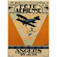 Fete Aerienne Angers - Vintage Aged Paper Style-Paper Art-32"x42"