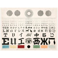 Multi-Lingual Eye Chart, ca. 1907 - Dark Background-Paper Art-34"x26"