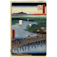 Senju Great Bridge, No. 103 from One Hundred Famous Views of Edo,1856-Paper Art-28"x42"