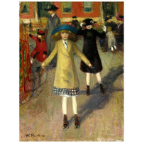 Children Rollerskating, ca. 1912-14-Paper Art-29"x38"