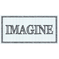 Sketched Words - Imagine-Paper Art-26"x14"