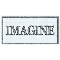 Sketched Words - Imagine-Paper Art-74"x38"