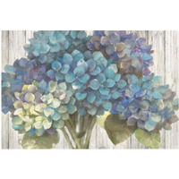 Turquoise Hydrangea on Barn Board -Paper Art-50"x34"