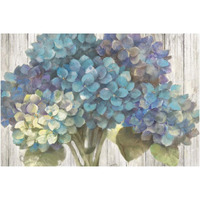 Turquoise Hydrangea on Barn Board -Paper Art-62"x42"