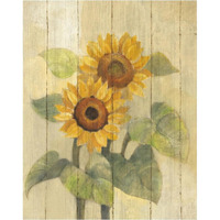 Summer Sunflowers I on Barn Board -Paper Art-30"x37"