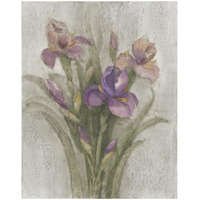 Purple Iris Garden on Grey -Paper Art-18"x22"