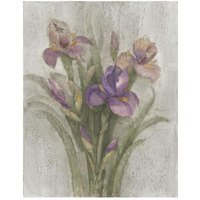 Purple Iris Garden on Grey -Paper Art-22"x26"